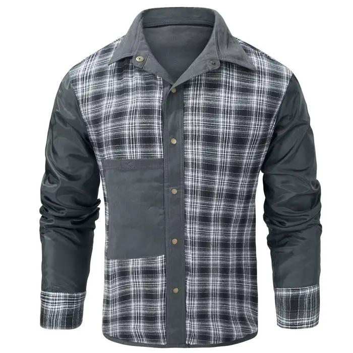 Veste western vintage pour homme, veste décontractée en glouton à carreaux, revers, plus
