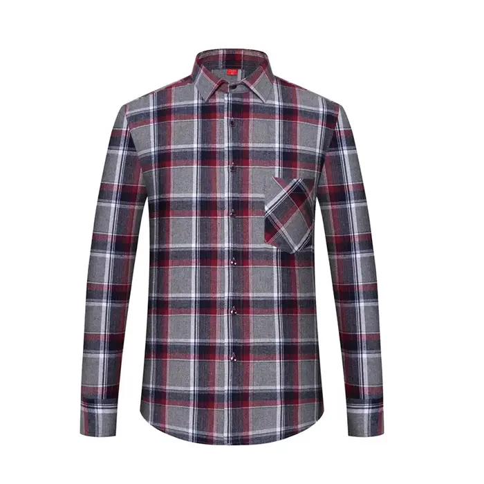 Chemise à carreaux en coton à manches longues pour hommes