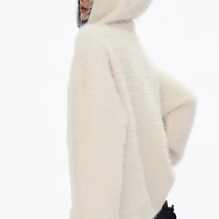Cardigan à capuche rétro américain pour femme