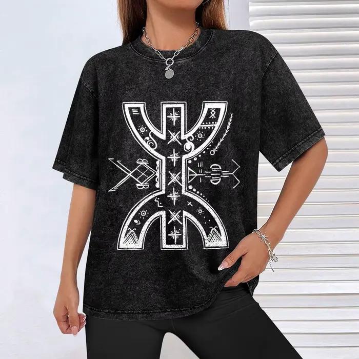 Amazigh Berber Symbol T-Shirt bleu archive grande taille vêtements cadeaux pour petit ami rappeur t-shirts graphiques coupe ajustée t-shirts pour hommes