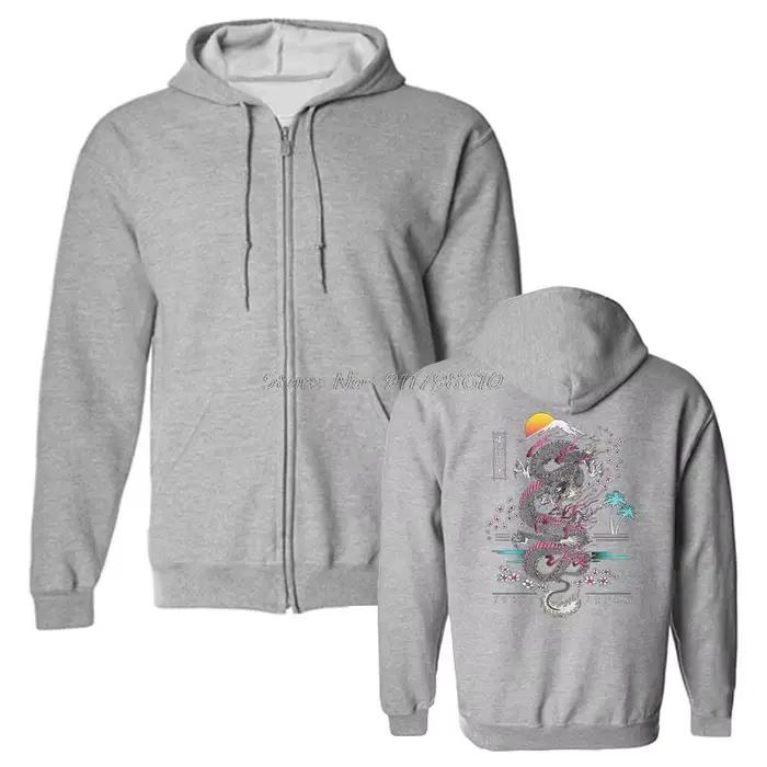 Sweat à capuche homme Tokyo Dragon fleurs de cerisier coton acrylique pour streetwear Harajuku automne hiver