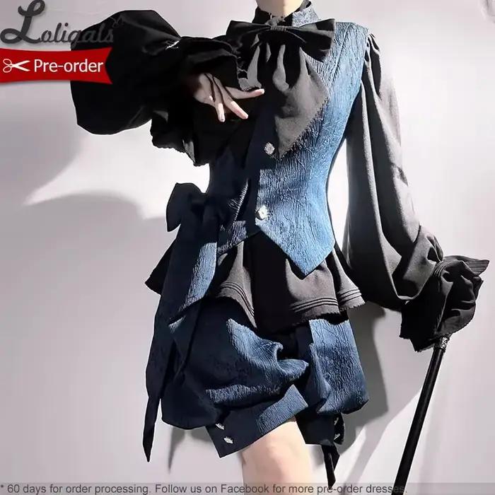 Ouji Lolita Outfit Cape à capuche bleu royal vintage / Short Bloomer / Gilet par Princess Chronicles ~ Rabbit Run