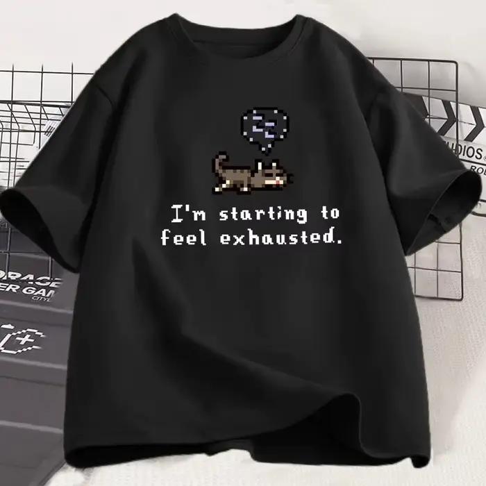 Je commencer à sentir échappement graphci t-shirt Stardew Valley soñolient chat imprimé