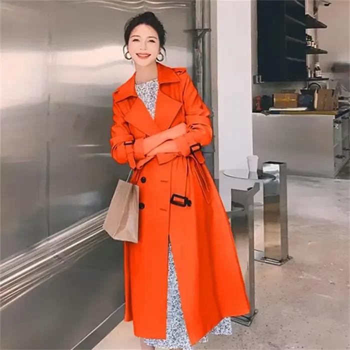 Veste coupe-vent longue rouge pour femme