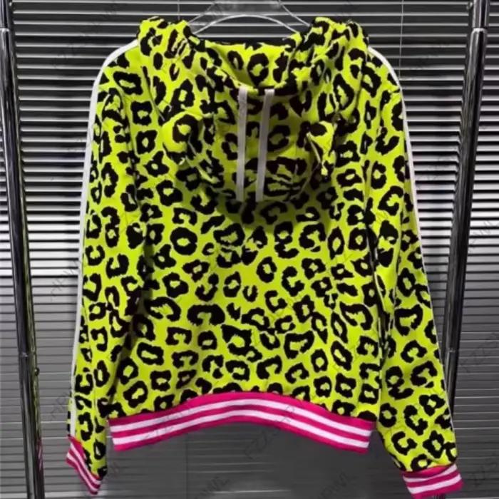 Y2k American retro Harajuku jaune imprimé léopard corne du diable à capuche sweat