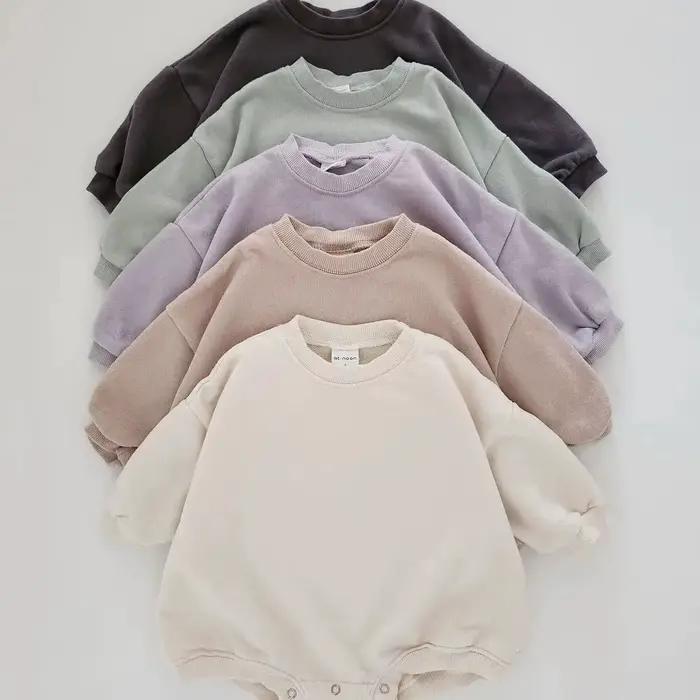 INS 0-24M nouveau-né bébé fille garçon sweat barboteuse enfant en bas âge à manches longues basique coton