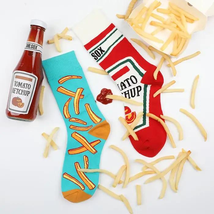 【1 paire】 Chaussettes mi-mollet unisexes amusantes de style AB