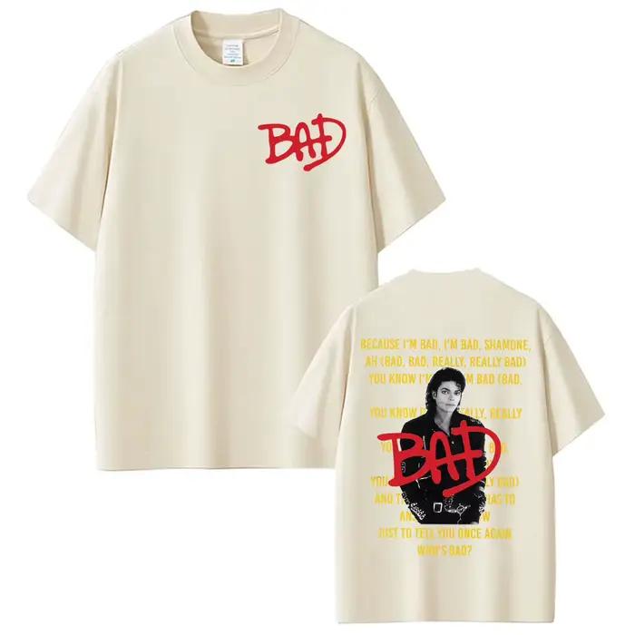 T-shirts Michael Jackson King of Pop Mj Bad Song pour hommes et femmes, mode hip hop, rétro années 80, t-shirt musical, tops d'été, t-shirt surdimensionné