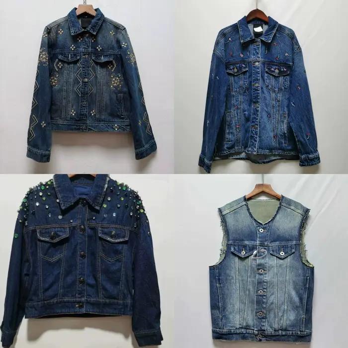 Veste en jean rétro pour femmes, originale espagnole européenne et américaine, broderie lourde, paillettes, ample, décontractée
