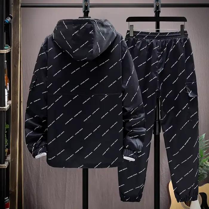 Survêtement homme décontracté col mandarin polyester imprimé pour printemps automne occasions quotidiennes ensembles pull hip hop streetwear