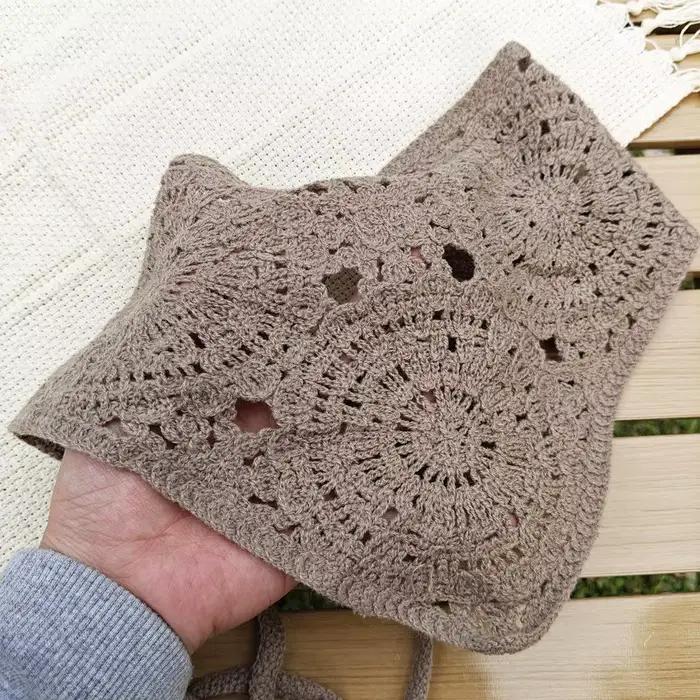 Foulard de cheveux au Crochet fait à la main, demi-jupe tricotée, rideau de fesses ajouré, Triangle, foulard noué, accessoires pour cheveux élégants, DIY