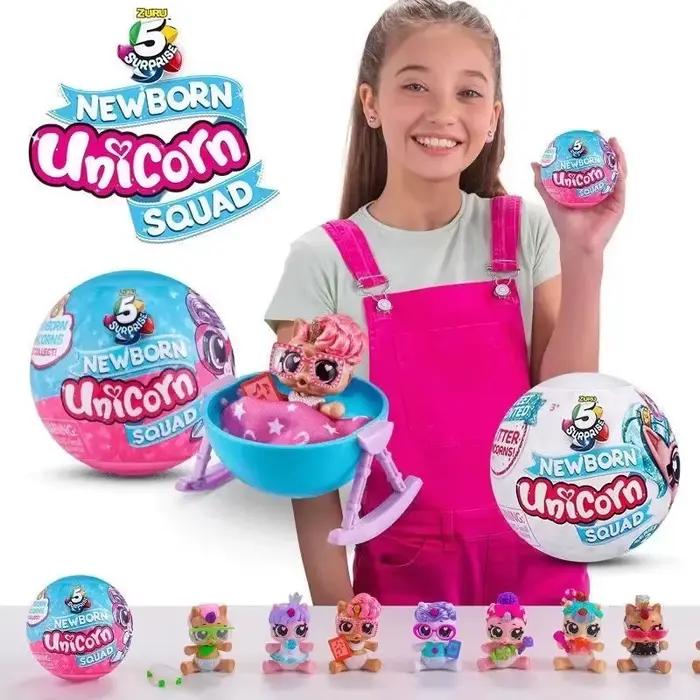 Surprise 5 Capsule jouets nouveau-né licorne escouade Mini Rainbocorn boîte aveugle boule