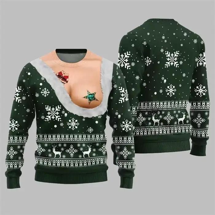 Imprimé Sexy Figure drôle moche pull de noël hommes Humor motif Animal