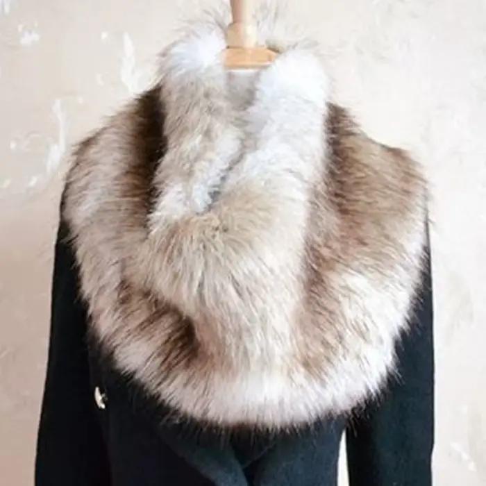 Femmes chaud fausse fourrure faux col châle hiver dames en peluche écharpe manteau doux moelleux cou plus chaud vestes vêtements accessoires