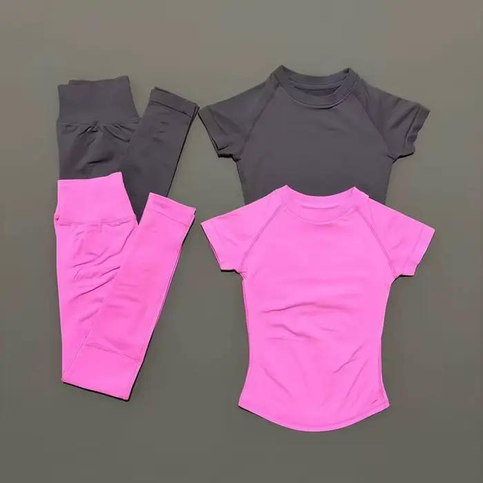 Haut de yoga et leggings côtelés sans couture Histello pour femmes en nylon pour entraînement et activités sportives