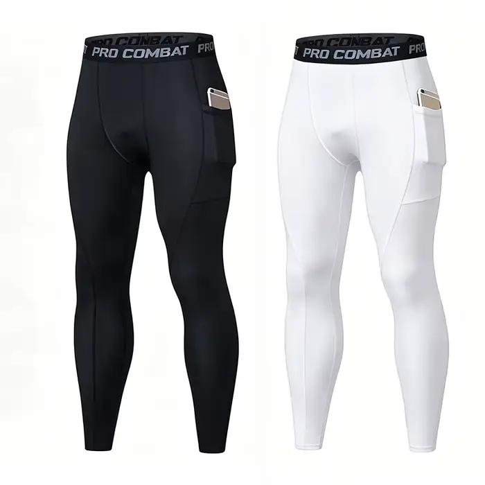 Pantalon de compression pour homme, leggings de sport pour la salle de sport avec poches, collants de course, fitness, basketball, jogging, pantalon d'entraînement en polyester