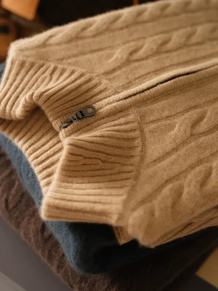Pull Double en cachemire pur 100% épais pour hommes