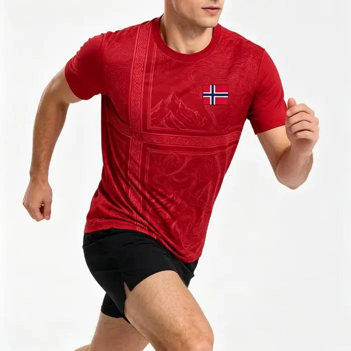 Nouveau T-shirt en jersey imprimé drapeau norvégien 2026 pour homme