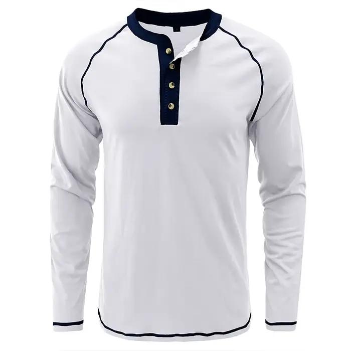 T-shirt à manches longues et col Henley pour homme