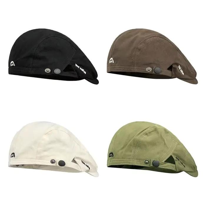 Béret brodé décontracté en coton