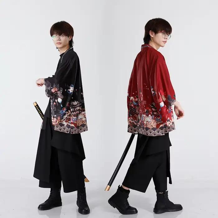 Kimono de samouraï japonais ample d'été, Streetwear, Cardigan Cosplay Haori Harajuku pour femmes et hommes, vêtements traditionnels Yukata