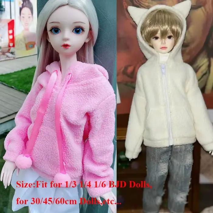 Hoodies et jupes tendance pour poupées BJD 1/3 1/4 1/6, 30/45/60 cm, accessoires de poupées faits à la main en coton et peluche, assortiment de couleurs vibrantes