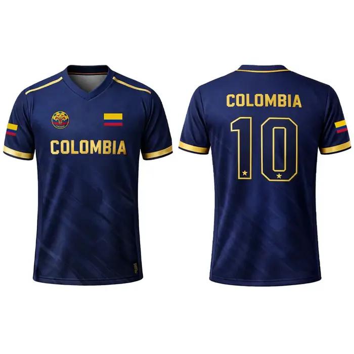 Nouveau Maillot de Foot 2026 Imprimé Drapeau Columbia T-shirt Sportif Respirant Col V Unisexe Entraînement Décontracté Streetwear Cadeau Idéal pour les Fans Occasions Spéciales