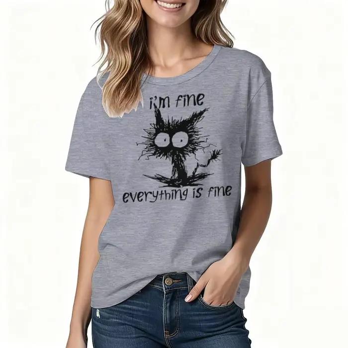 T-shirt humoristique à motif de chat