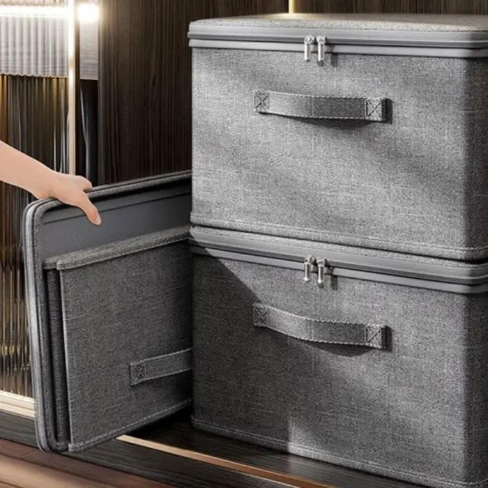 Boîtes de rangement pliables avec couvercle et poignée
