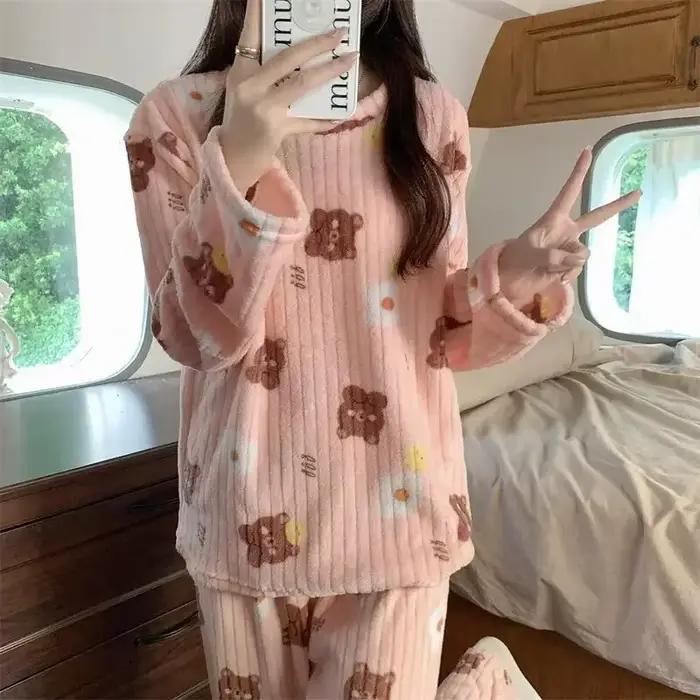 Ensemble de pyjama en velours corail pour femmes