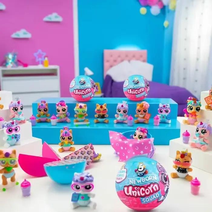 Surprise 5 Capsule jouets nouveau-né licorne escouade Mini Rainbocorn boîte aveugle boule