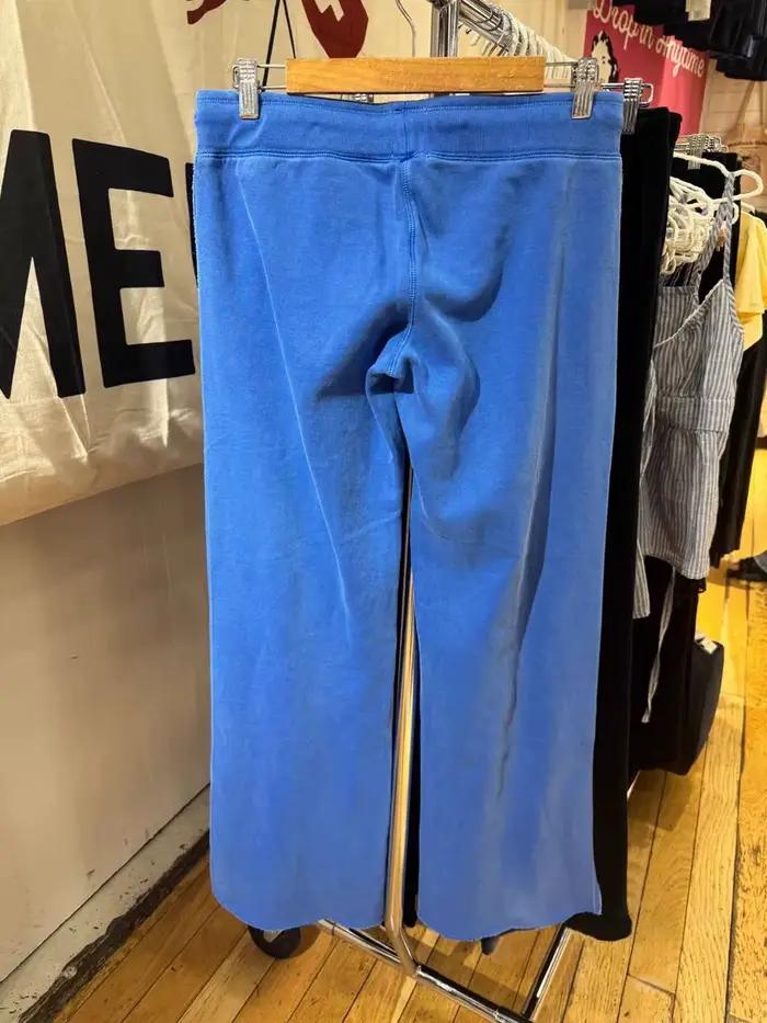 Pantalon de survêtement bleu royal femme vintage streetwear doux coton printemps automne jogging polyvalent occassions sportives