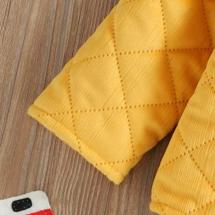 Veste unisexe en coton à carreaux jaunes, vêtements d'extérieur décontractés pour bébés garçons et filles