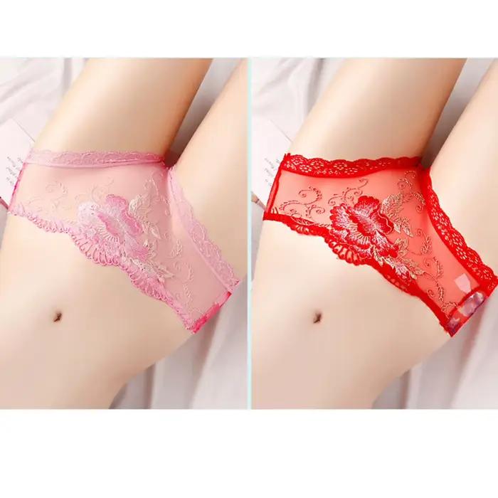 Slip Sous-vêtement Dentelle M-3XL Nylon Culotte Rose Violet Rouge