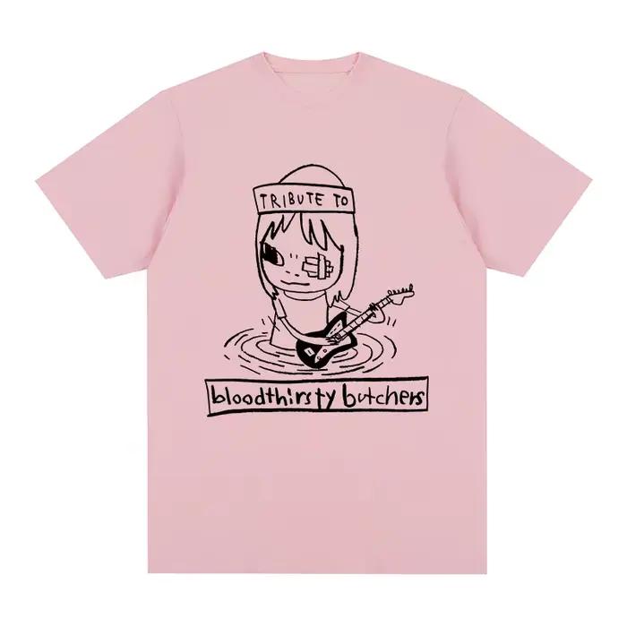 T-shirt en coton Yoshitomo Nara Rock Guitar pour hommes et femmes