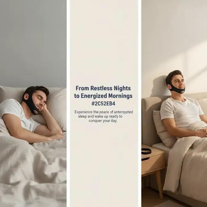 Sangle anti-ronflement en néoprène souple et réglable pour le menton – Aide au sommeil