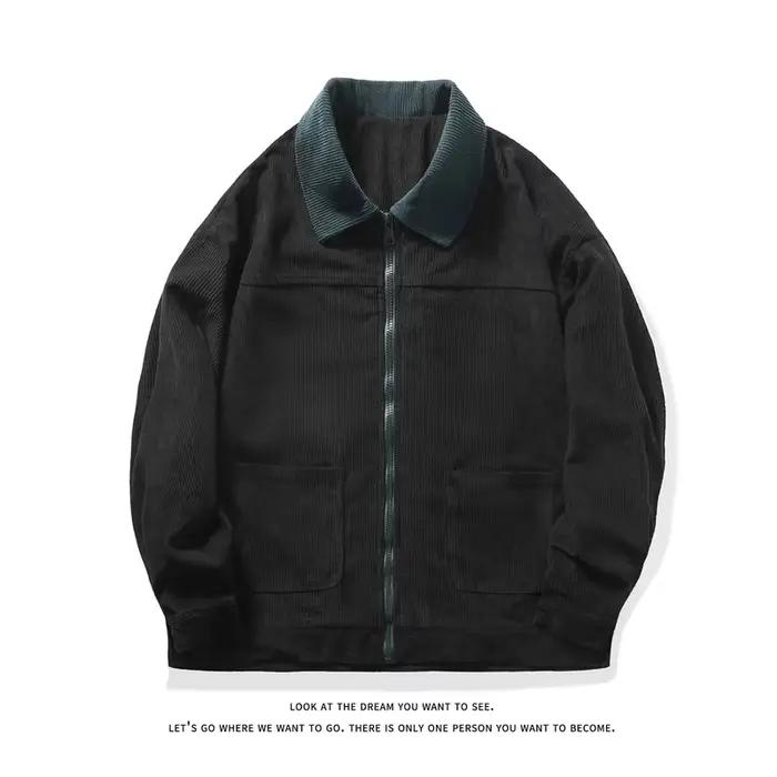 Vestes de travail streetwear pour hommes, style tendance avec grandes poches, veste en velours côtelé, fermeture éclair intégrale, veste d'automne, vêtements d'extérieur, 3 couleurs, M-5XL