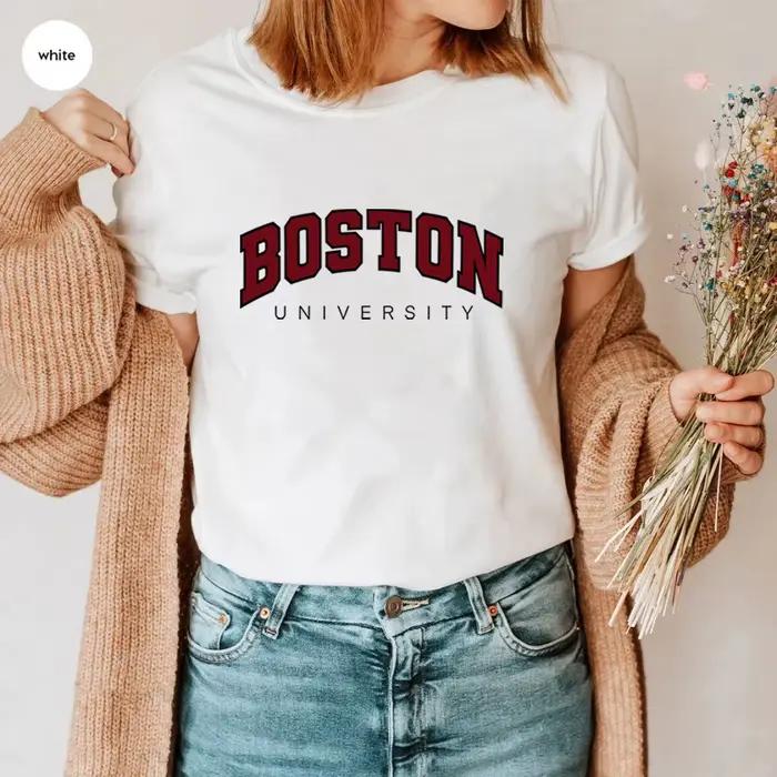 T-shirt unisexe à manches courtes de l'Université de Boston, T-shirt graphique, Université universitaire, Chemises Ivy League, Y