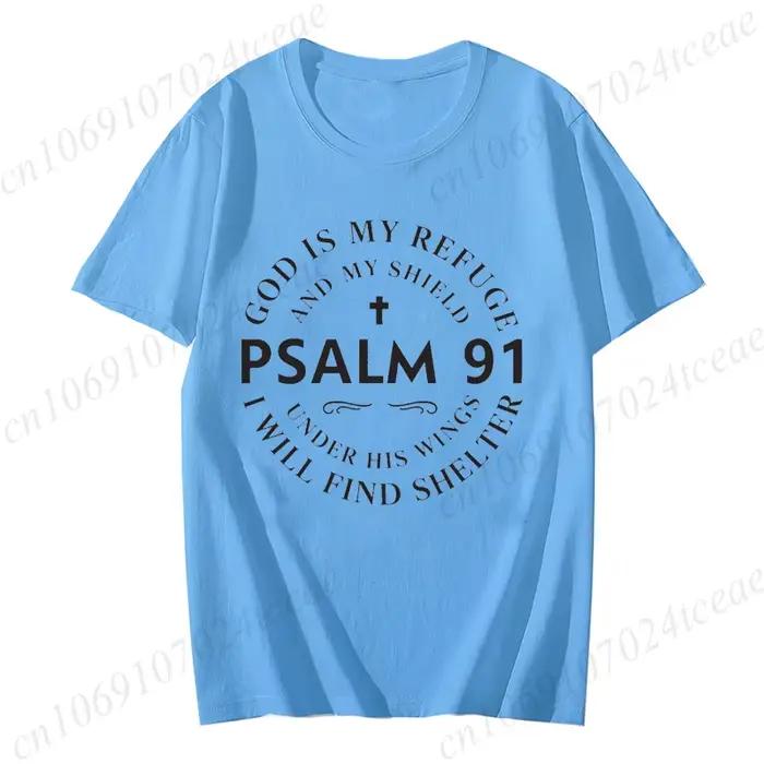 Dieu est mon réfugié graphique imprimé t-shirts pour hommes femmes vêtements Bible verset Homme t-shirt