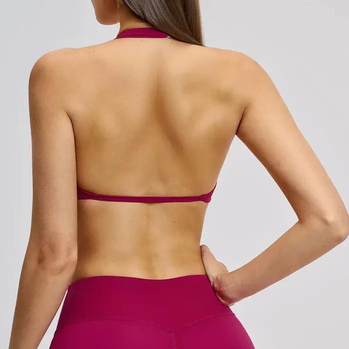 Ning Yu Soutien-gorge de sport pour femme, à porter en tour de cou, pour yoga et gym, dos ajouré, séchage rapide, ajusté, effet push-up, type débardeur d'entraînement