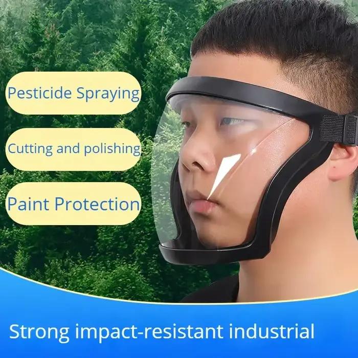 Écran facial de protection noir à haute transparence - Anti-poussière/anti-éclaboussures