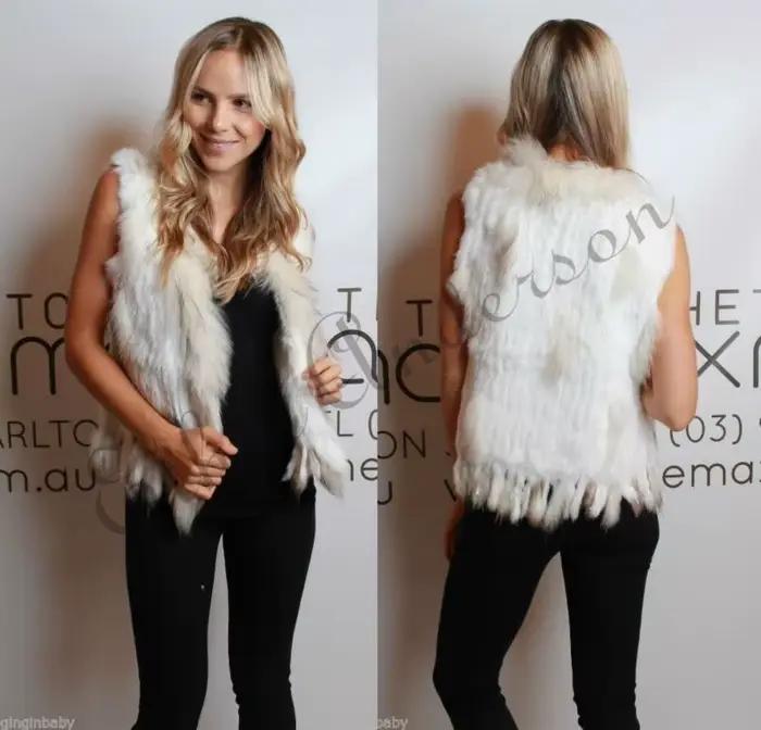 Gilet en vraie fourrure de lapin pour femme