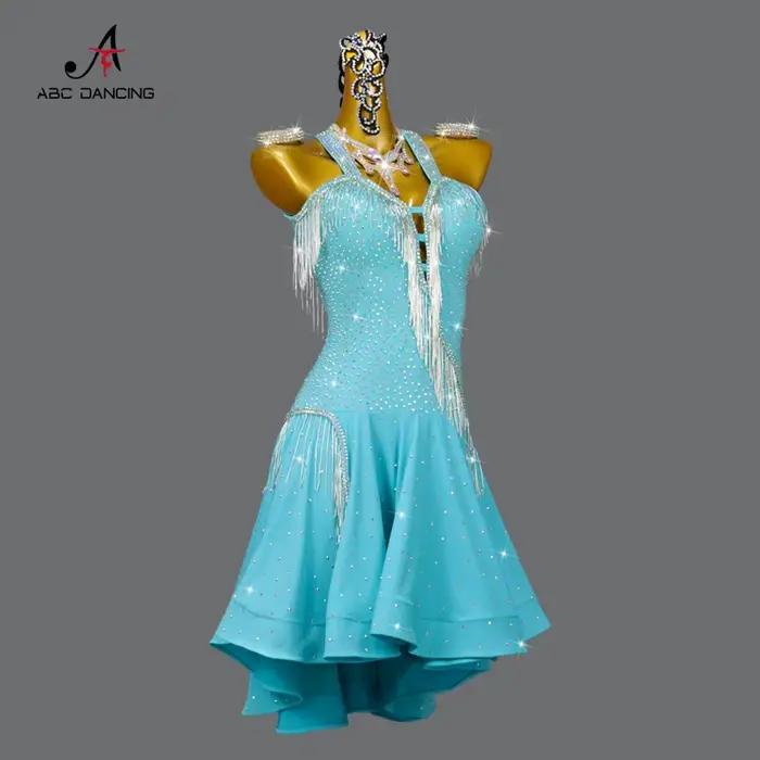 Robe de danse latine à paillettes pour femmes