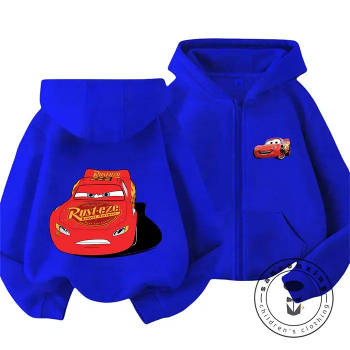 Sweat-shirt à capuche All Match Street avec motif de voitures de course, fermeture éclair, mode printemps, tenues de sport pour enfants