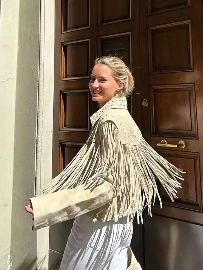 Manches longues fermeture éclair gland épissage veste décontractée femmes Chic revers col recadrée mince manteau femme rue vêtements d'extérieur décontractés 2025