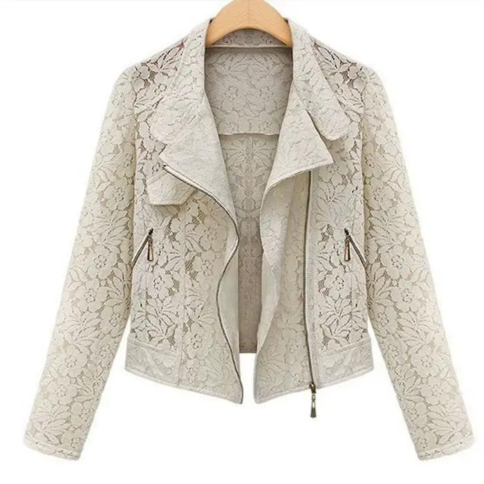 Veste de motard en dentelle pour femme