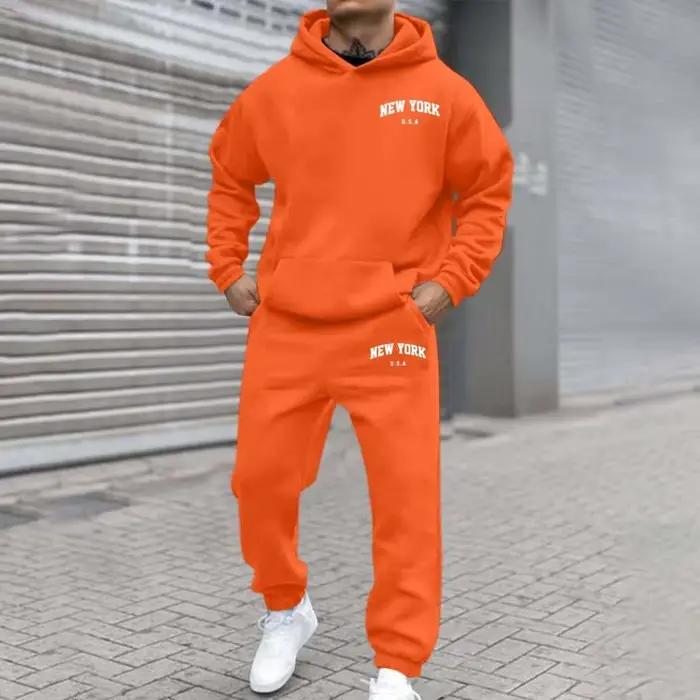Amazon transfrontalier vente chaude nouveauté hommes et femmes Streetwear à la mode polaire à capuche imprimé sweat ensemble best-seller