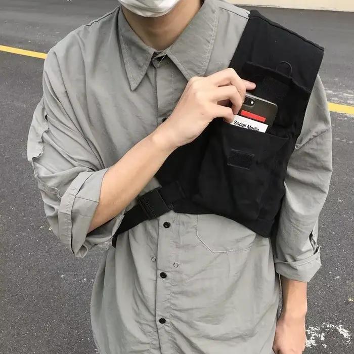 Gilets cargo noirs à une épaule pour femmes et filles