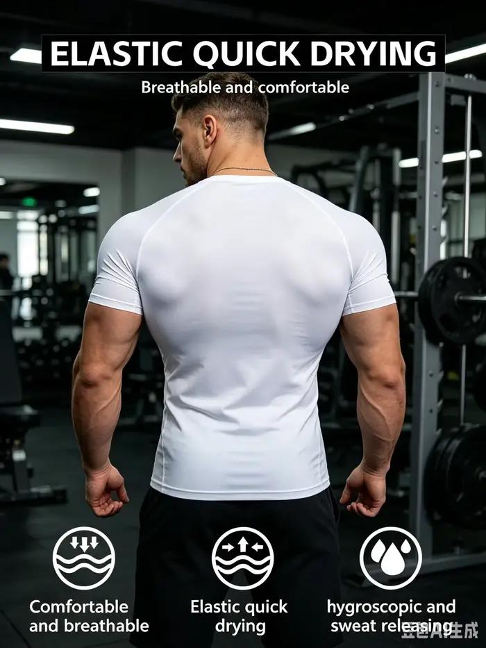 T-shirt de course à compression imprimé pour hommes
