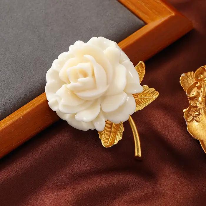 Broche Fleur Rose Blanche pour Femme